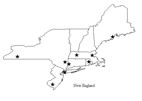 New England map with glass classes
